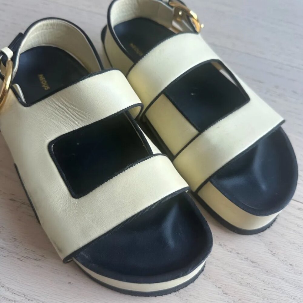 Neous Cher Grosgrain-Trimmed Leather Platform